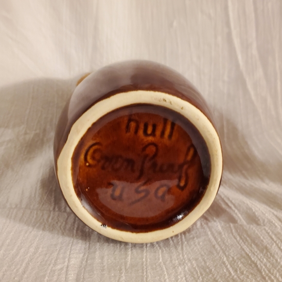 Vintage Hull Pottery Brown Drip Glaze Sugar Pot w/lid & Spoon | Creamer - Picture 7 of 16